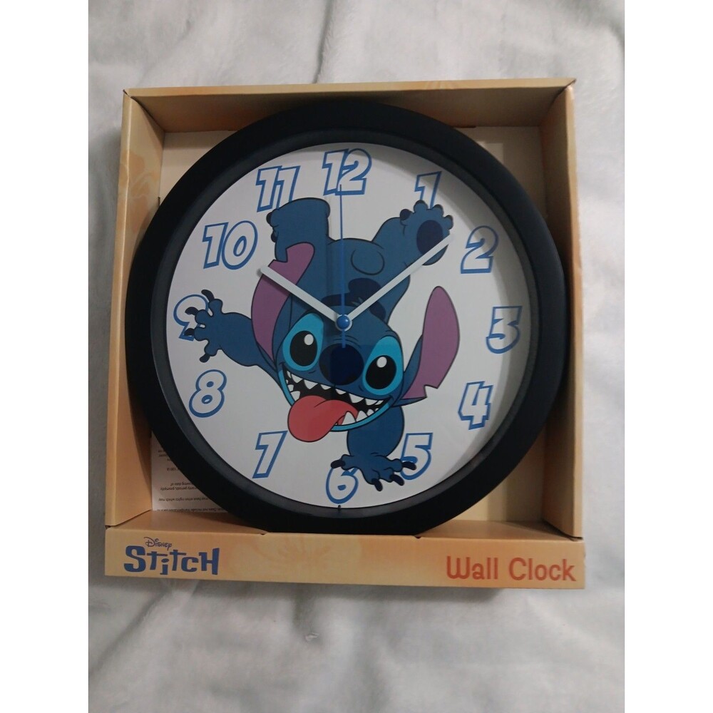 Disney Stitch Analog Wall Clock Blue 10" AA Battery Powered
